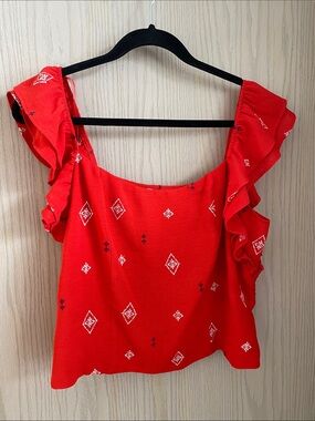 sofia by sofia vergara Red Ruffle-Sleeve Printed Camisole